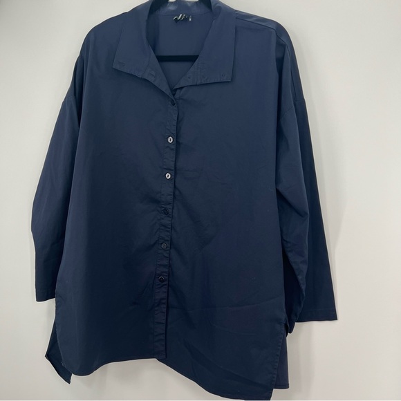 Stella Carakasi Button Up Tunic Blouse Shirt Top Oversized Poplin Size L /XL - Picture 2 of 7